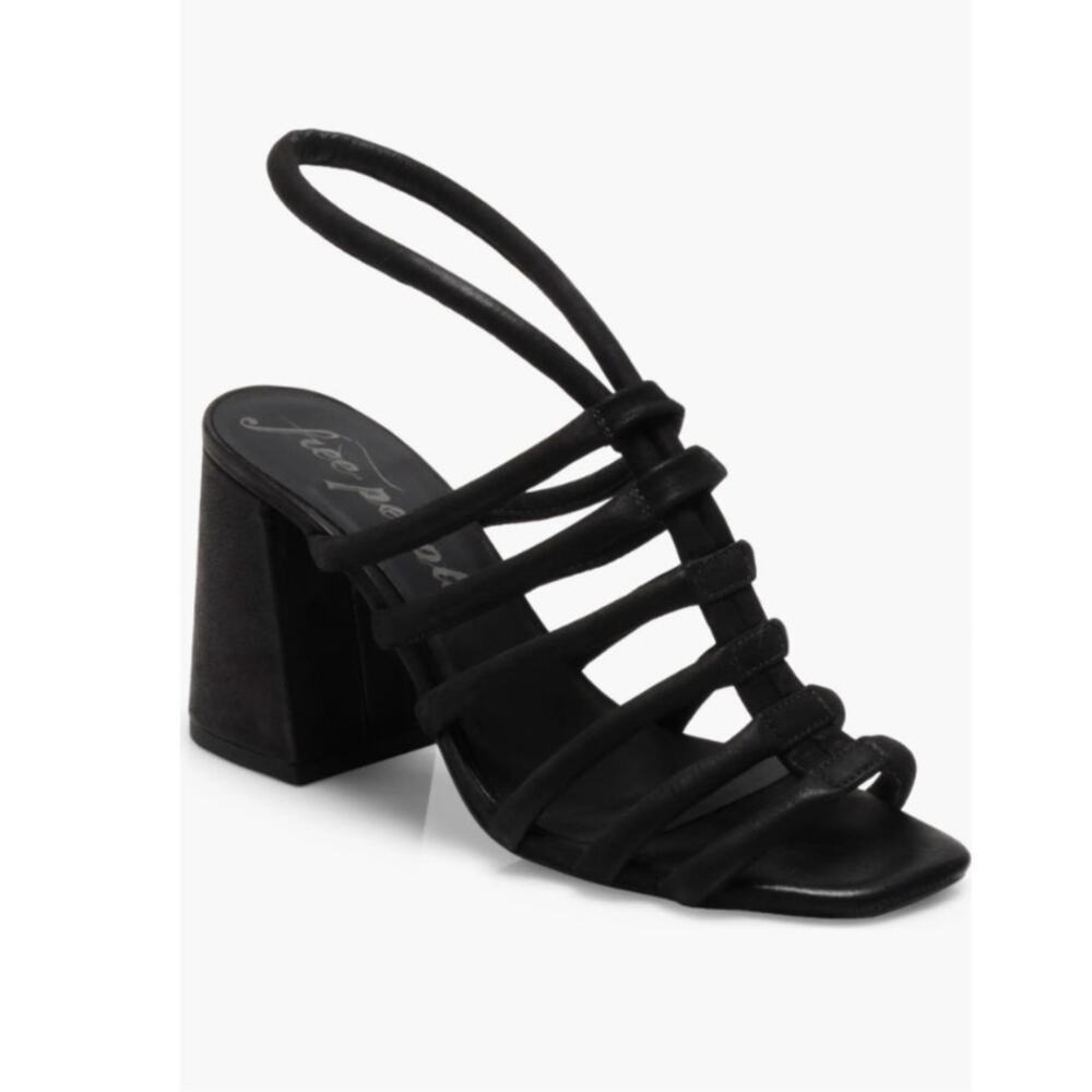 Free People Black Strappy Block Heel Sandals - Picture 2 of 14